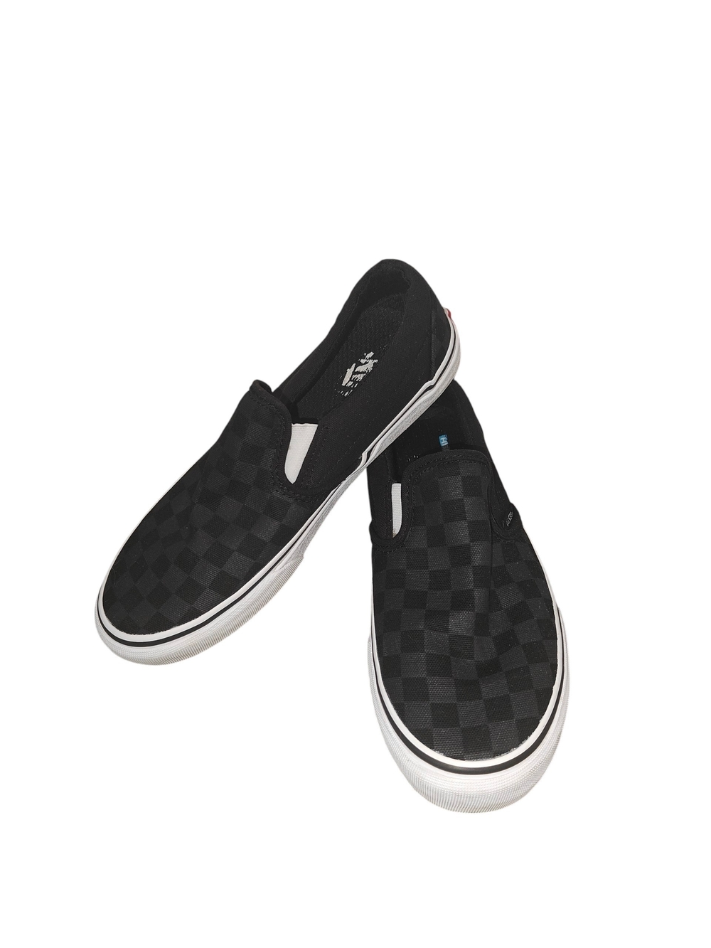 Vans Slip On Sneakers Checkered Black On Black Classic Mens 7.5, Women's 9